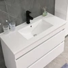 Kép 9/9 - Cube Fürdőszobabútor 100 cm kerámia mosdóval (2 fiókos) tükörrel 60x100 cm magasfényű festett fehér