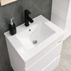 Kép 9/9 - Cube Fürdőszobabútor 60 cm kerámia mosdóval (2 fiókos) tükörrel 60x80 cm magasfényű festett fehér