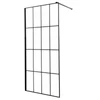 Kép 1/4 - Techno 90 Walk-in zuhanykabin 90x200 cm, fekete profil, víztiszta üveg rácsmintával