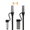 Kép 2/5 - Home USB MULTI 4in1 töltőkábel, USB-C, microUSB, USB-A, QC, PD, szőtt nejlon, 480 Mbps, 60Wmax, 1,5m vezeték