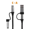 Kép 4/5 - Home USB MULTI 4in1 töltőkábel, USB-C, microUSB, USB-A, QC, PD, szőtt nejlon, 480 Mbps, 60Wmax, 1,5m vezeték