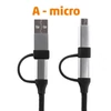 Kép 5/5 - Home USB MULTI 4in1 töltőkábel, USB-C, microUSB, USB-A, QC, PD, szőtt nejlon, 480 Mbps, 60Wmax, 1,5m vezeték