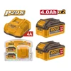 Kép 2/2 - INGCO Akkumulátor és töltő szett 20 V (2 x 4,0 Ah akku + 4,0 A töltő)
