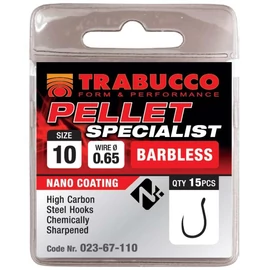 Trabucco Pellet Specialist Barbless 14 15db, szakáll nélküli horog