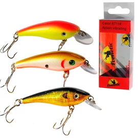 Frenetic Wobbler “Archer” Hossz: 6 cm Tömeg: 3,3 g Merülési mélység: 0-1 m Szin: ARANY / TRICOLOR