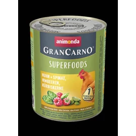 Animonda GranCarno Adult (superfood) konzerv - Felnőtt kutyák részére, csirke,spenót,málna,tökmag (800g)