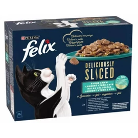 Felix DELICIOUSLY SLICED - Nedves eledel (lazac,tonhal,tőkehal,lepényhal) macskák részére (12x80g)