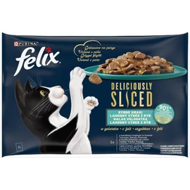 Felix DELICIOUSLY SLICED - Nedves eledel (lazac,tonhal,tőkehal,lepényhal) macskák részére (4x80g)