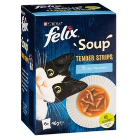 FELIX Soup Tender strips - nedves eledel (halas válogatás, szósz) macskák részére (6x48g)