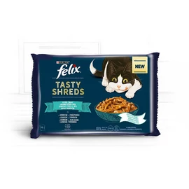 Felix Tasty Shreds (halas válogatás - szószban) alutasakos - macskák részére (4x80g)