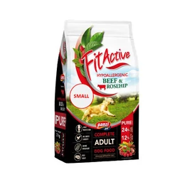 FitActive PURE SMALL Hypoallergenic Beef-Rosehip - száraztáp (marha,csipkebogyó) felnőtt kutyák részére (3kg)