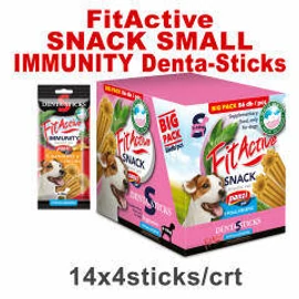 FitActive SNACK Denta-Sticks Hypoallergenic Immunity "S" - jutalomfalat (vörösáfonya, kurkuma) kutyák részére (14dbx140g/#) - csak kartonra