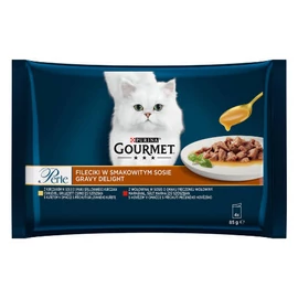 Gourmet Perle Gravy Delight falatok szószban (csirkével és marhával) nedvestáp - macskák részére (4x85g)