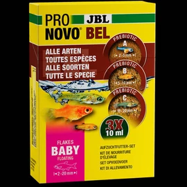 JBL Pronovo Bel Flakes Baby - nevelőtápkészlet fiatal, (2-20mm) eleven akváriumi halak számára  (3x10ml)