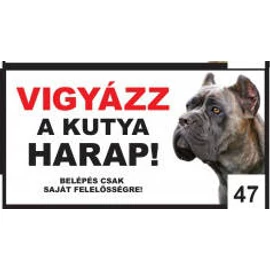 Kutyatábla - fém (cane corso fej) 20x40cm