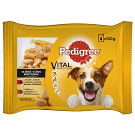 Pedigree Vital Adult - Nedves eledel (marha-bárány, pulyka-sárgarépa mártásban) kutyák részére (4x100g) 13db/#