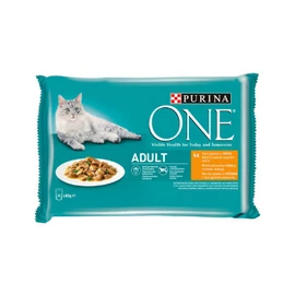 Purina ONE Adult - nedves eledel (csirke,zöldbab) macskák részére  (4x85g)