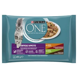 Purina One Difficult Appetite - alutasakos (csirke,pulyka, marha,z.bab) felnőtt macskák részére (4x85g)