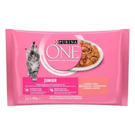 PURINA ONE Junior Mini Filé (lazac,sárgarépa) - nedves eledel kölyökmacskák részére (4x85g)