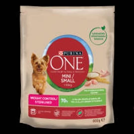 Purina ONE Mini/Small Weight Control - száraztáp (pulyka,rizs) túlsúlyos vagy ivartalanított kistestű kutyáknak részére (800g)