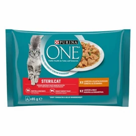 Purina ONE Sterilcat - nedves eledel (csirke, zöldbab - marha, sárgarépa) macskák részére (4x85g)