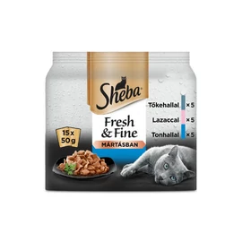 Sheba Adult Fresh&Fine in Gravy - alutasakos (tőkehal,lazac, tonhal, mártásban) macskák részére (15x50g)