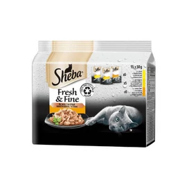 Sheba Fresh & Fine Adult - Alutasakos mártásban (Szárnyas válogatás) felnőtt macskák részére (15x50g)