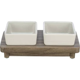 Trixie Bowl Set CityStyle - tálszett (kerémia/fa) 2x 0,2L, 10x10cm/24x4x12,szürke/barna