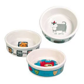 Trixie Ceramic Bowl - kerámia tál (fehér, mintás) macskák részére (0,2l /Ø12cm)