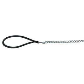 Trixie Chain - lánc póráz,bőr markolattal (fekete) 110cm/2mm