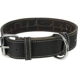 Trixie Greased Leather Collar - bőr nyakörv (fekete,szívritmus mintával) kutyák részére (L) 47-55cm/40mm