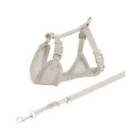 Trixie Junior Puppy Soft Harness with Leash - hám és póráz (világos szürke) kölyök kutyák részére 26–34 cm/10mm, 2m