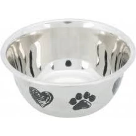 Trixie Stainless Steel Bowl - fém tál (szürke/fekete) kutyák részére (0,5l /Ø13cm)