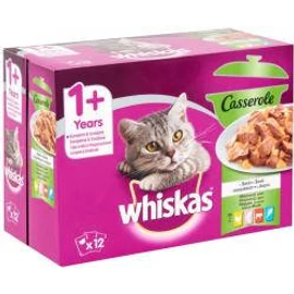 Whiskas Adult Casserole - alutasakos (csirke,lazac,tonhal,marha) aszpikban - macskák részére (12x85g)