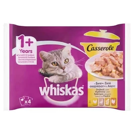 Whiskas Adult Casserole "Szárnyas Válogatás" - aszpikban - alutasakos (pulyka,kacsa,baromfi,csirke) macskák részére (4x85g)