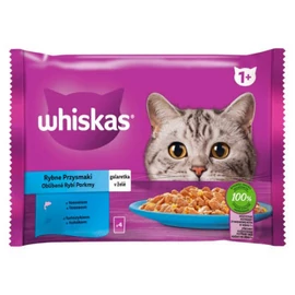 Whiskas Adult Popular Fish – Nedves eledel (lazac, tonhal, aszpikban) macskák részére (4x85g)