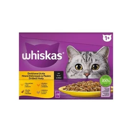 Whiskas Poultry feasts – Nedves eledel (csirke-, pulyka-, kacsa-, baromfi- szószban ) macskák részére (12x85g)