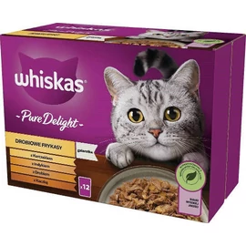 Whiskas Pure Delight Adult – Nedves eledel (csirke, kacsa, baromfi, pulyka aszpikban) macskák részére (12x85g)