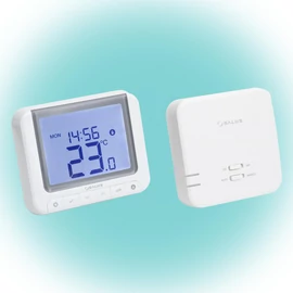 SALUS RT520RF vezeték nélküli szobatermosztát, Opentherm csatlakozó, kontaktus kimenet, LCD, PIN kód, szerviz figyelmeztető, 5 - 32,5 °C