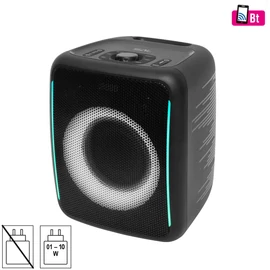 SAL BTCUBE hordozható Boombox, vezeték nélküli hangszóró, 70 watt, 3 hangszóró, Bluetooth TWS, IPX4, beépített akkumulátor