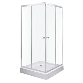 Olga SQ szögletes zuhanykabin tálcával 80x80x196cm - króm profil, víztiszta üveg