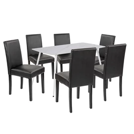Megan 6+1 étkező garnitúra fehér-fekete