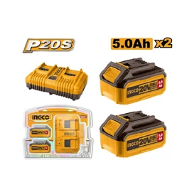 INGCO 20V 2x5.0Ah akkupack akku+ töltő szett
