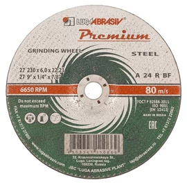 LUGA 230x6mm M14 hajlított Premium csiszolótárcsa fémhez