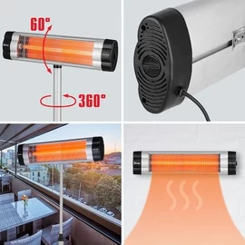 MTX 2000W infravörös quarz fűtőelem kültéri, 35m²termosztáttal IQH-2000