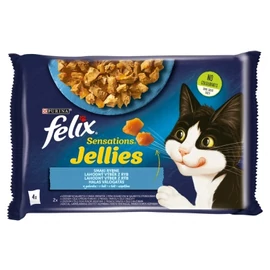 Felix Sensations Jellies Halas Válogatás lazaccal, fekete tőkehallal 4 x 85 g