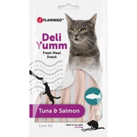 Flamingo Deli Yumm Fresh Meat Snack - tonhalas és lazacos püré macskáknak 5 x 14 g