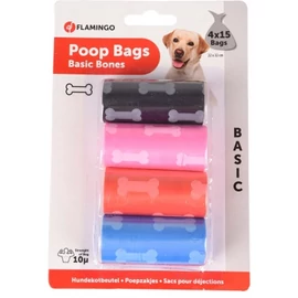 Flamingo kutyagumigyűjtő zacskó - csont mintával 4 x 15 db