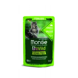 Monge BWild Grain Free Sterilised  nedves macskatáp - vaddisznó zöldségekkel 85 g