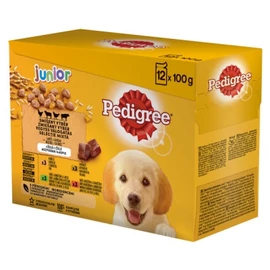 Pedigree Junior alutasakos eledel csirkével és rizzsel, báránnyal és rizzsel, baromfival és rizzsel, marhával és rizzsel 12 x 100 g